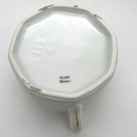 Vintage Sugar Bowl w/ Lid & Creamer Czechoslovakia 175G Blue and Gold Pattern - Picture 11 of 12